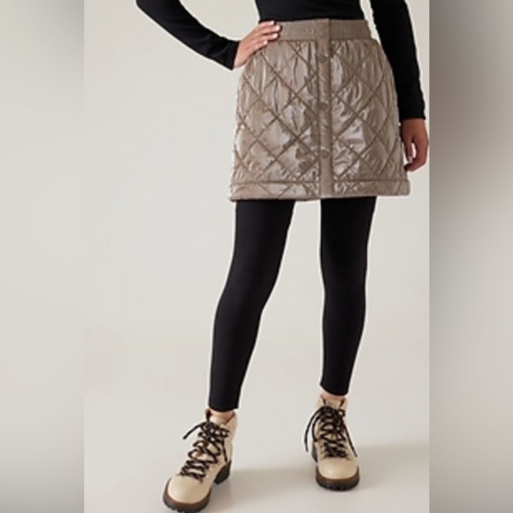 NWT Athleta Girl Toasty Buns Metallic Tan Skirt Size XXL/16.